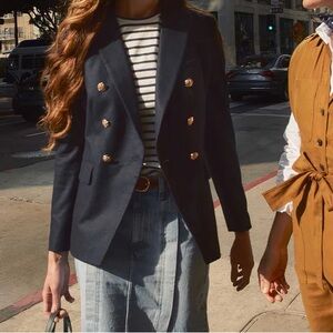 NWT! Amour Vert Tobie Double Breasted Blazer in Dark Navy Blue - S